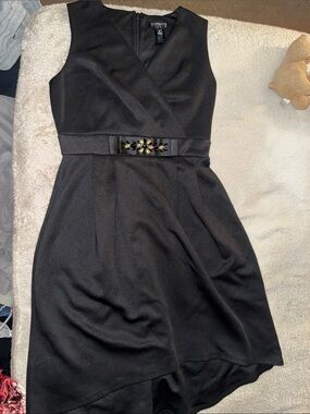 Enfocus Studio Black Sleeveless Cocktail Dress with Embellished Waist